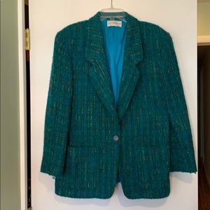 Green multi-colored wool blazer